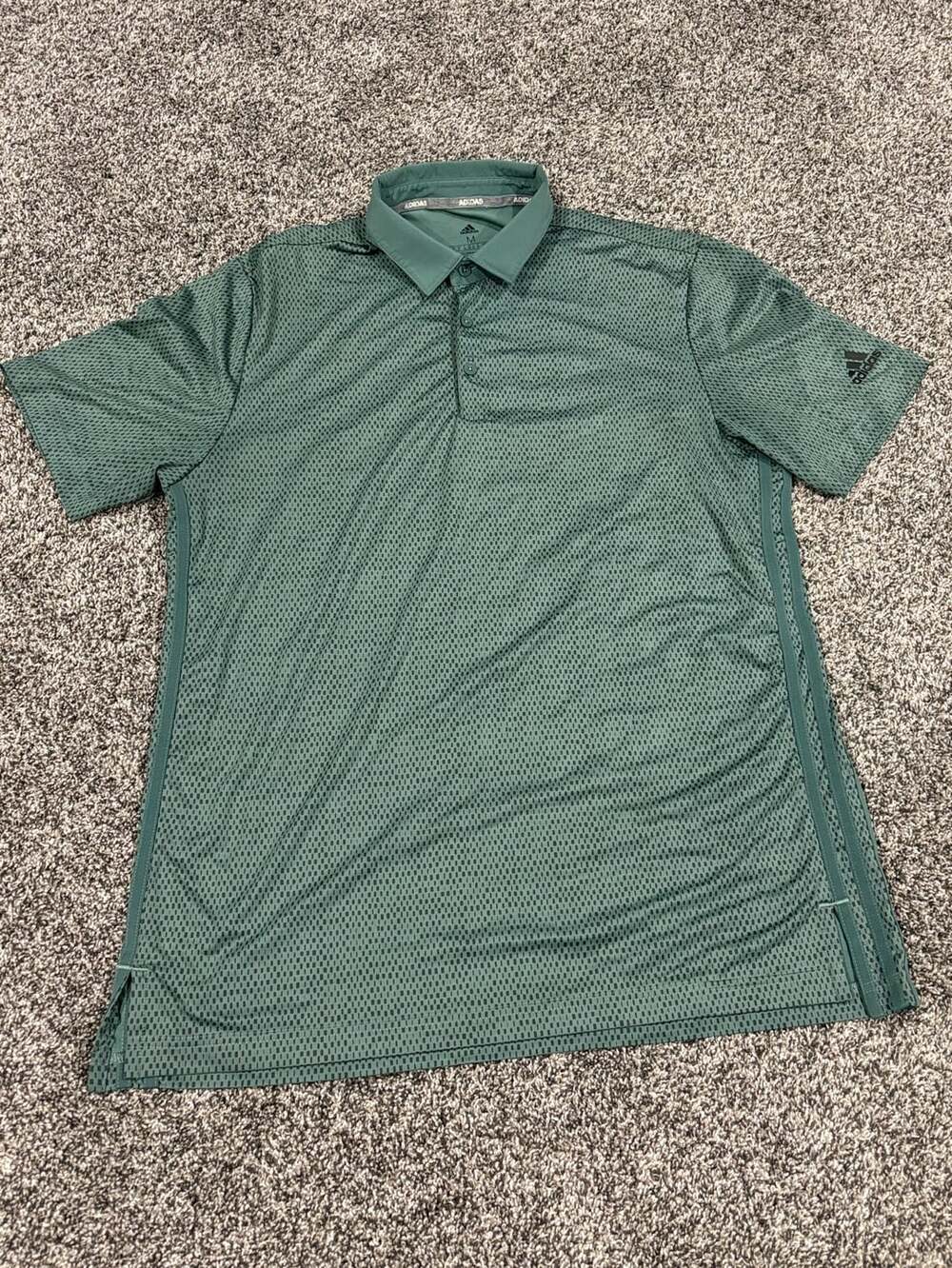 Adidas Golf Polo Shirt Size M Green Grid Pattern